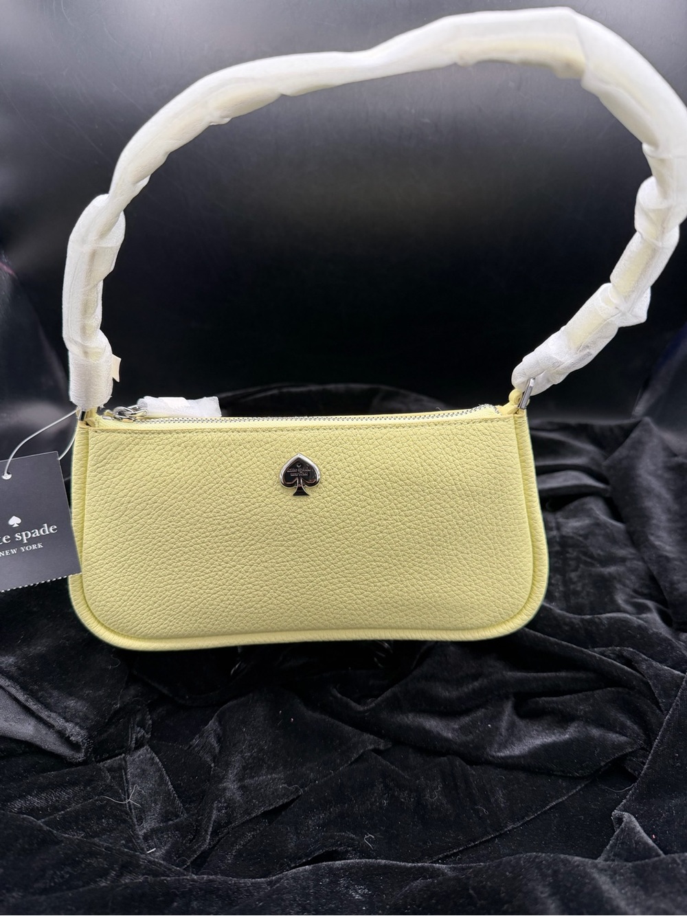 Kate Spade Tennis Ball Green Pebbled Leather Kayla Bag - Picture 1 of 9